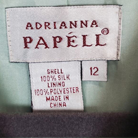 Vintage Adrianna Papell Silk Blazer Mint Green jacket Floral Embroidered Size 12 - Picture 3 of 9